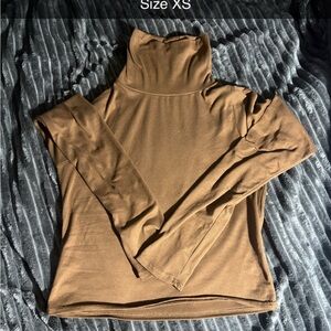 Brown Turtleneck Long Sleeve Top